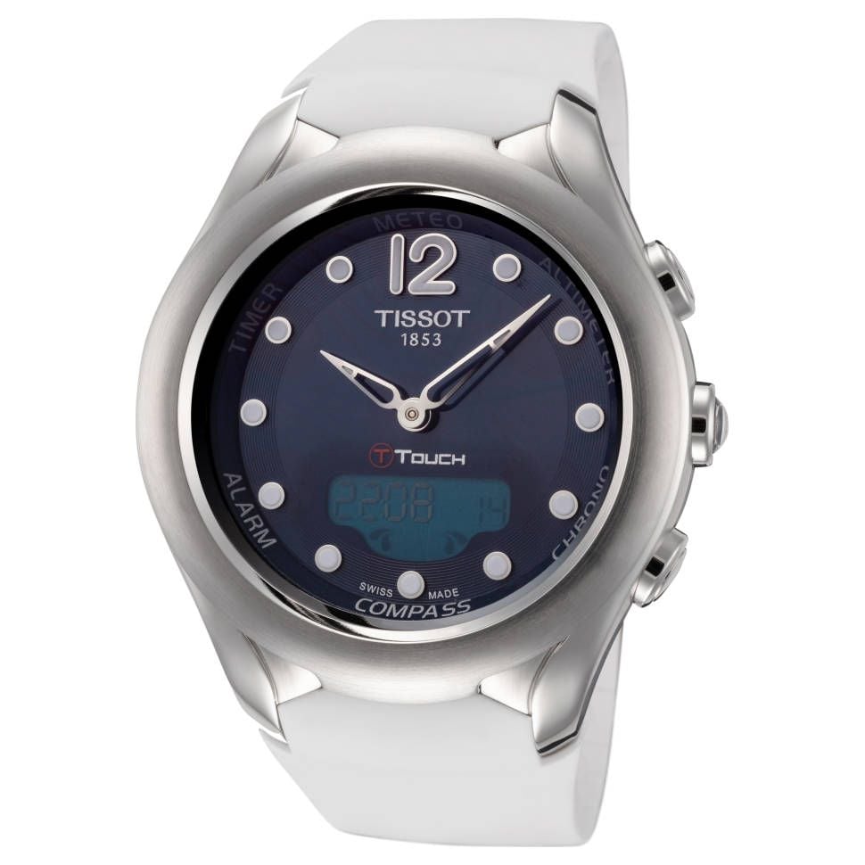 ‎Tissot Women's T-Touch Quartz Watch with White Band and Fold-Over Clasp