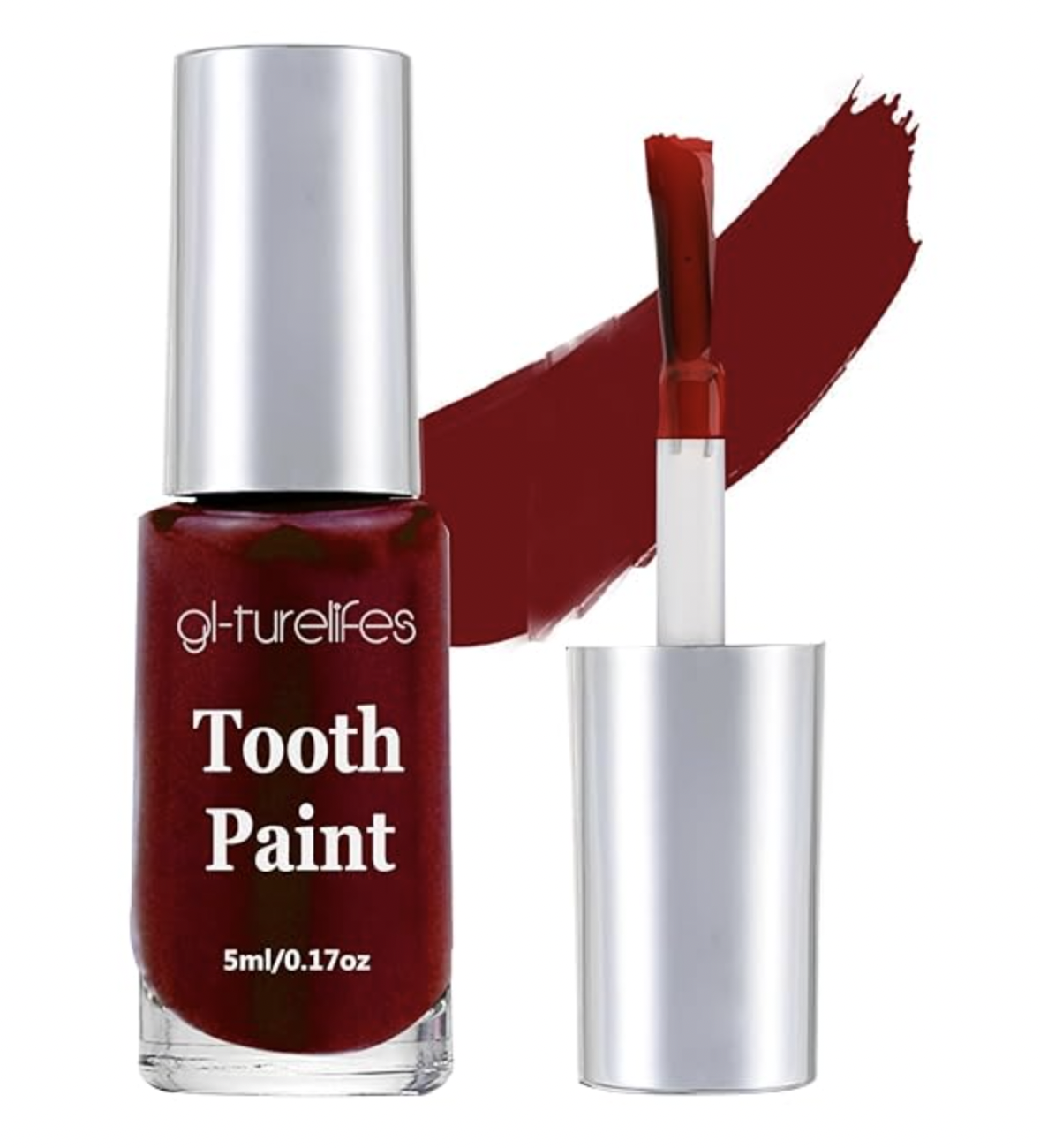 GL-Turelifes Tooth Paint Makeup, Black Tooth Painting Cream, Safe, Quick Dry & Realistic, Creating Black Out Tooth Makeup & Missing Teeth SFX for Halloween, Cosplay, Theater (5 ml) (Red)