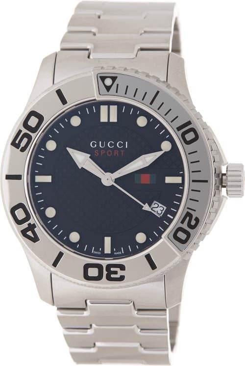 Gucci G-Timeless Men's 45mm Water Resistant Stainless Steel Quartz Sports Watch with Black Dial Made from Swiss