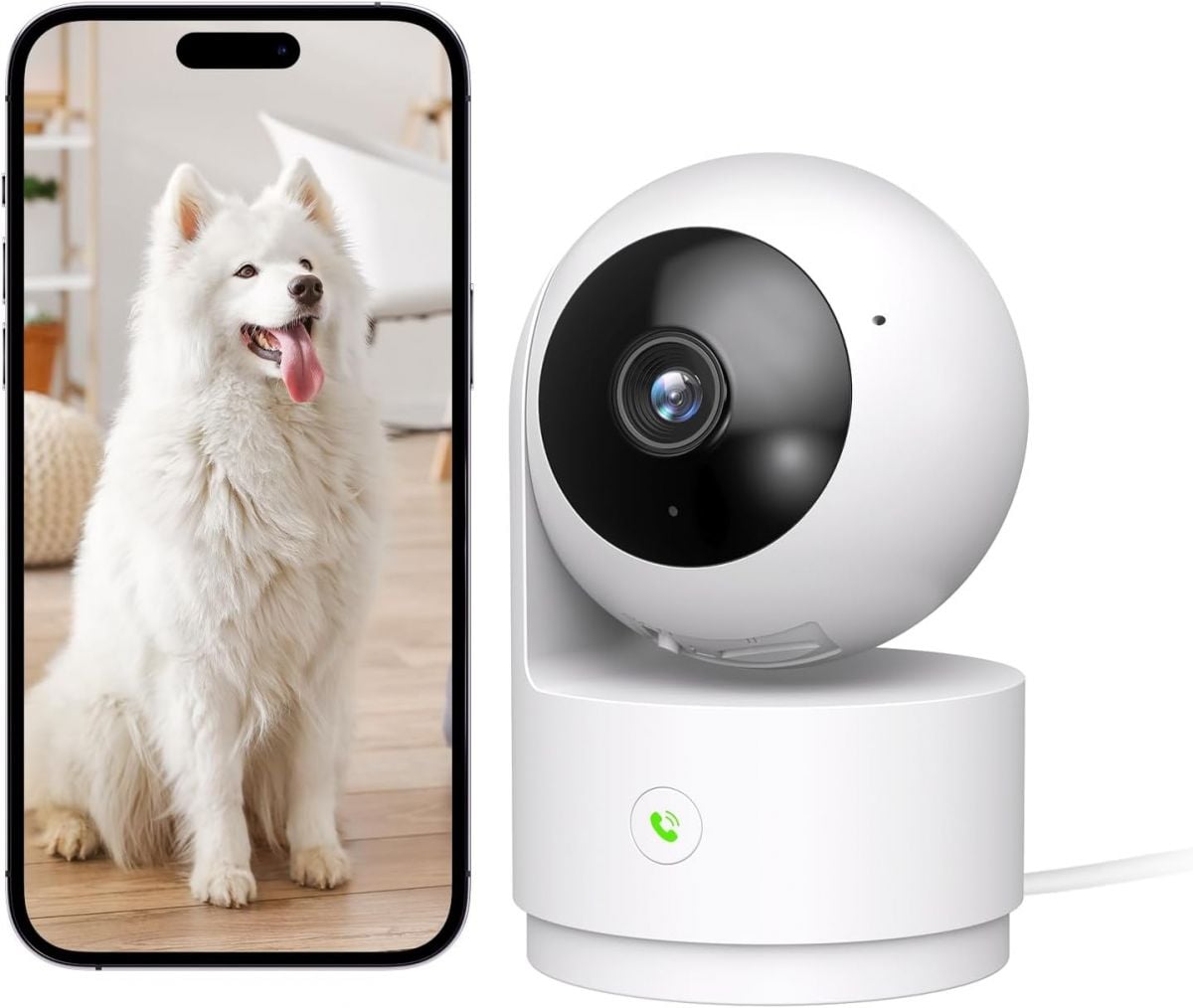 HARYMOR 2K Indoor Camera with 360° View Pet and Baby Monitor Phone App One-Touch Call Two-Way Talk Storage