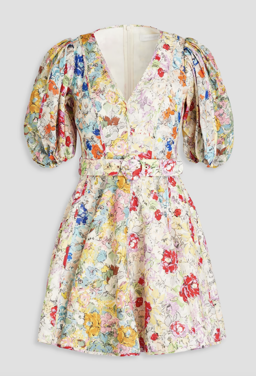 ZIMMERMANN Clover Belted Floral-print Linen Mini Dress In White
