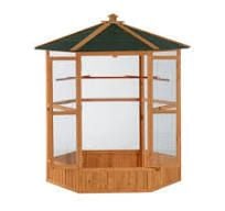 PawHut 69" Large Wooden Hexagonal Outdoor Aviary, Brown