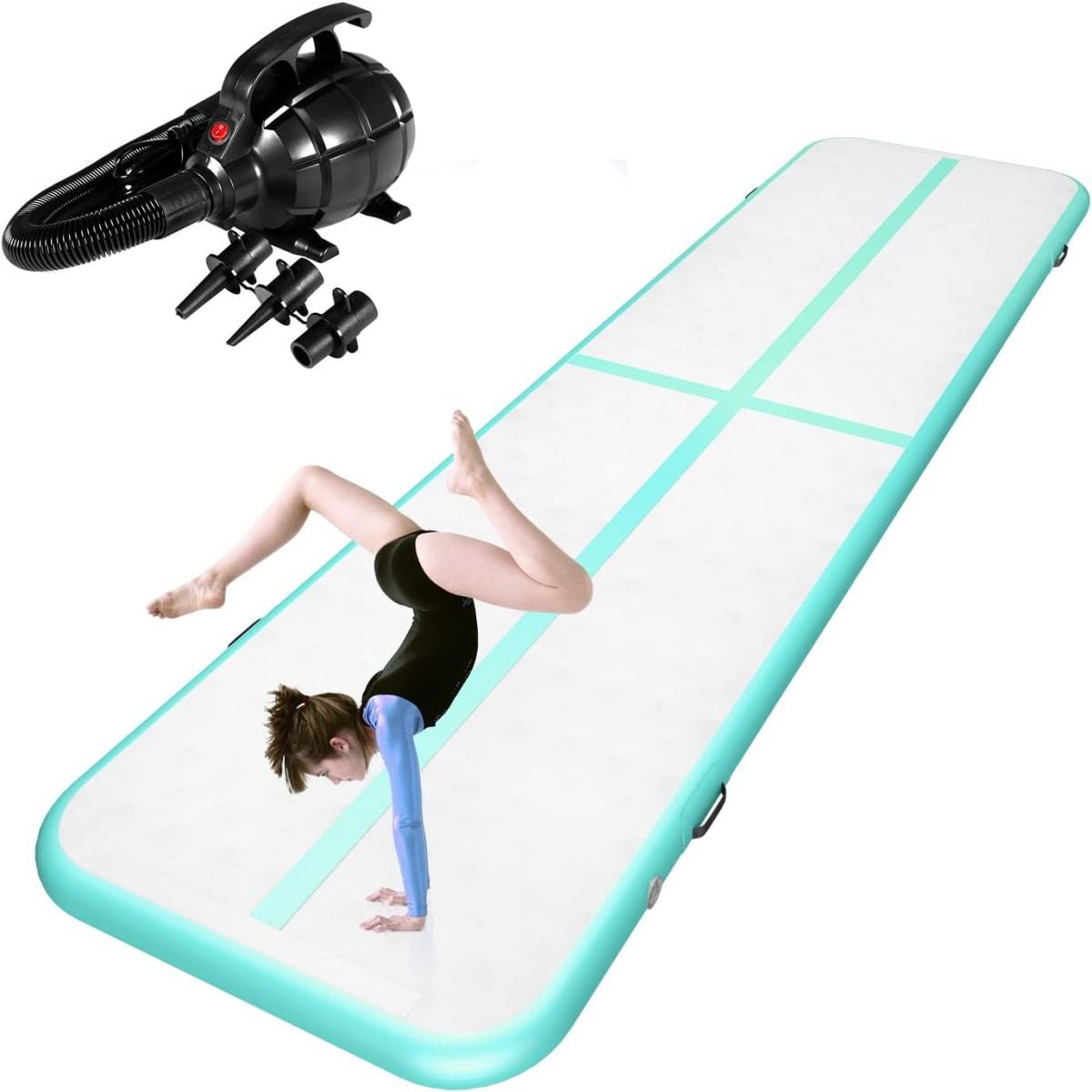 ZENOVA Air Tumble Track Inflatable Gym Mat with Electric Pump for Tumbling Training Yoga and Water Fun