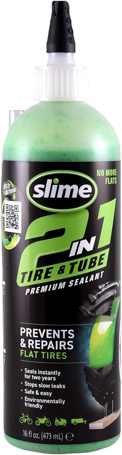 Slime 10193 Premium Tire and Tube Sealant for Puncture Repair 2-in-1 Eco-Friendly 16oz