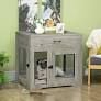PawHut Dog Indoor Crate Furniture with Soft Water-Resistant Cushion, Grey