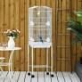 PawHut Metal Indoor Bird Cage Starter Kit with Detachable Rolling Stand, White