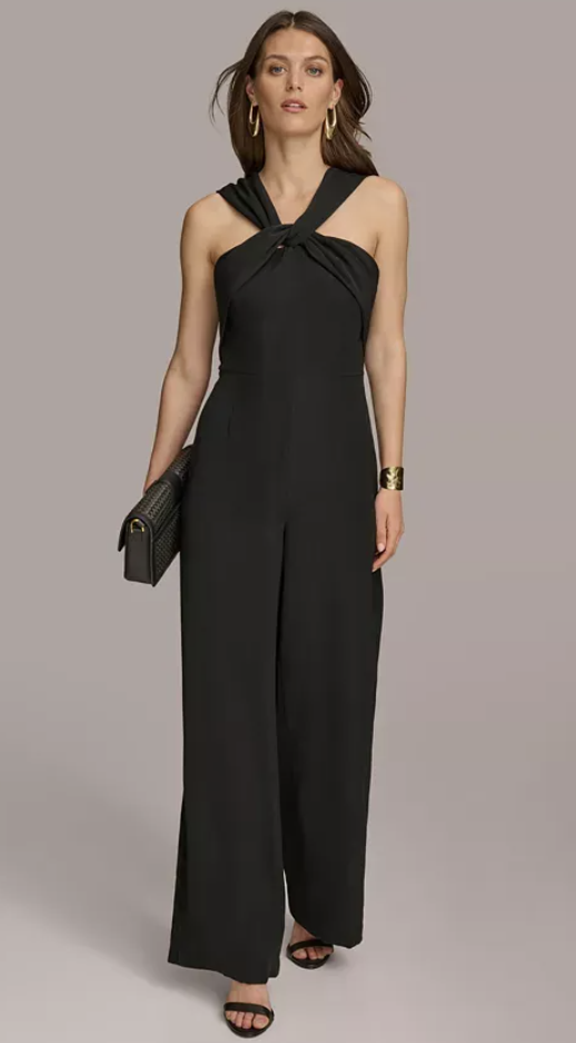 Donna Karan Women's Twist-Neck Wide-Leg Jumpsuit
