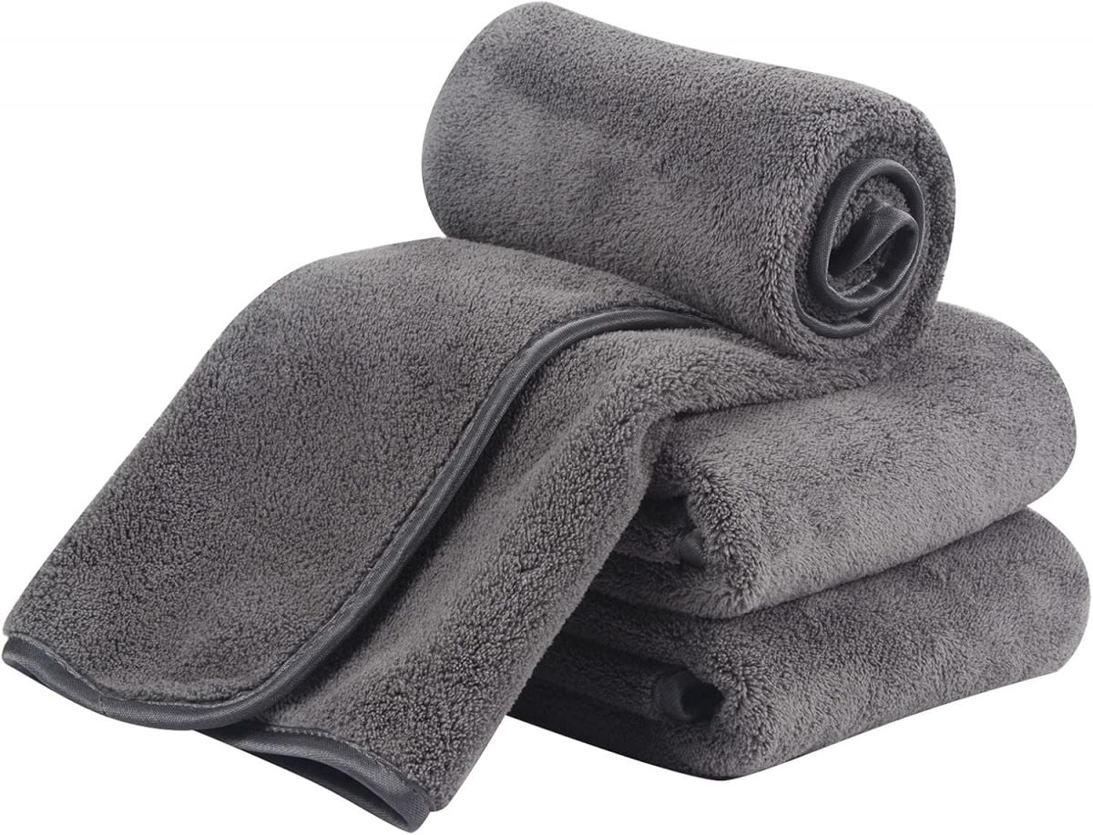 VIVOTE Ultra Absorbent Microfiber Car Drying Towels for Detailing Waxing and Buffing 3 Pack 16x22 Inches Grey