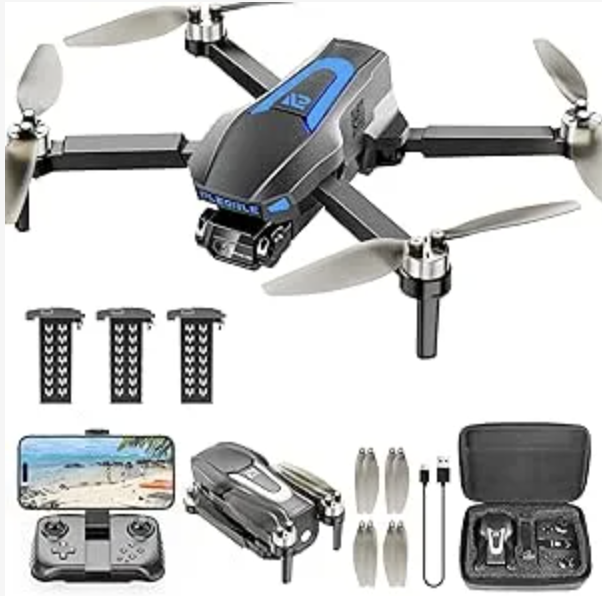 Drones with Camera for Adults 4K, Brushless Motor Drone for Kids Beginners, FPV Foldable RC Quadcopter with 3 Batteries, 45 Mins Long Flight Time, Beyond-Range Loss Alert, Toys Gifts for Men Boys