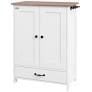 PawHut Pet Feeding Station, Dog Food Storage Cabinet Raised Dog Bowls, Adjustable Panel, White