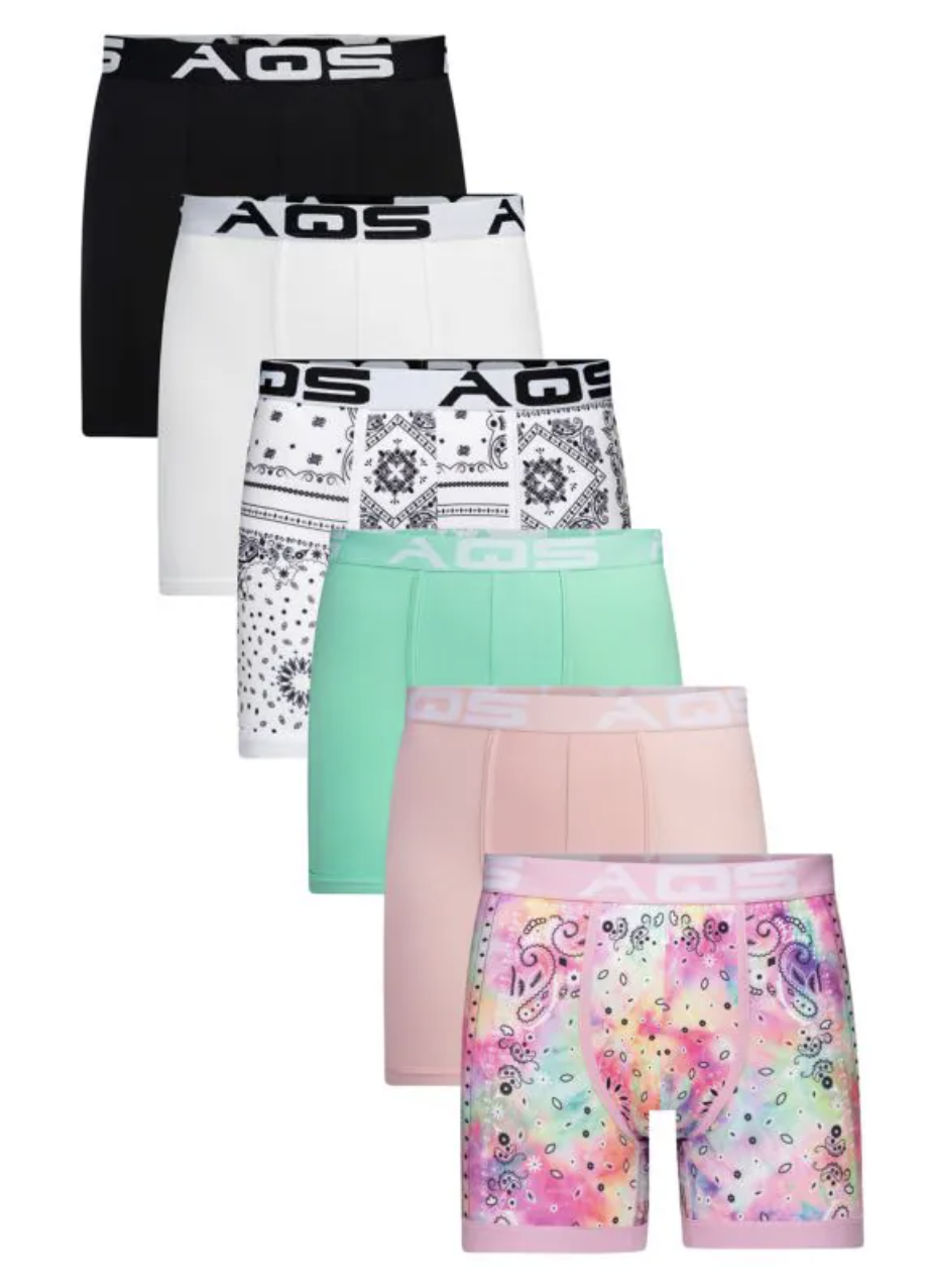 AQS Men's 6-Pack Assorted Bandana Boxer Briefs - White Multi - Size XL - male - Size: XL