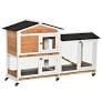PawHut Wooden Mobile Rabbit Hutch with Wheels, Yellow