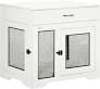 PawHut Dog Crate Furniture with Soft Water-Resistant Cushion, Drawer, White