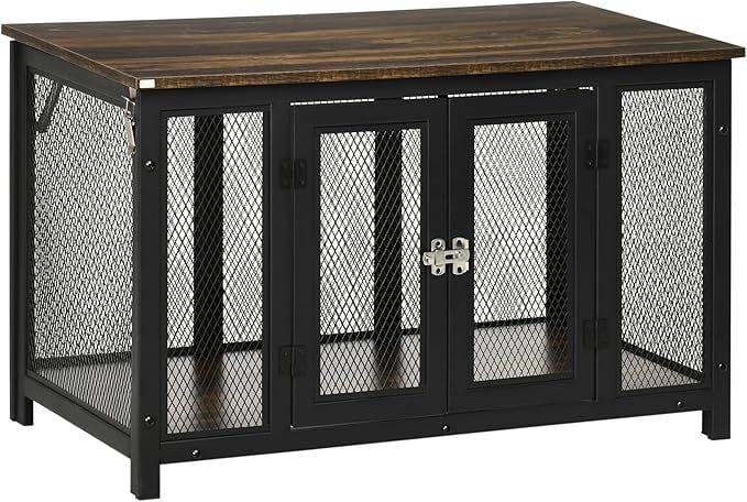 PawHut Furniture Style Dog Crate with Openable Top, Spacious Interior, Black