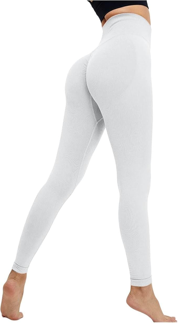 Generic Women’s High Rise Seamless Yoga Leggings Hip-Sculpting Fit Thick Classic Fitness Pants