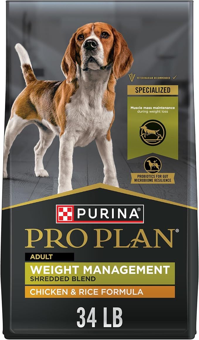 Purina Pro Plan Weight Management Dry Dog Food, Shredded Blend Chicken and Rice Formula, 34 lb. Bag