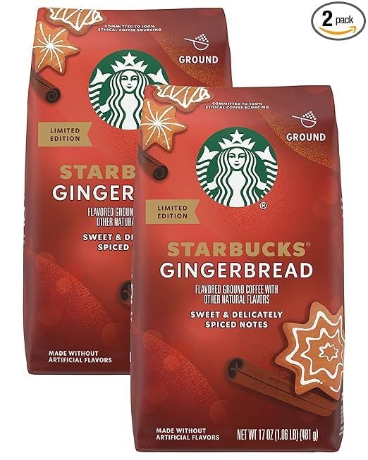 Starbucks Limited Edition Ground Coffee, Gingerbread, 17 Ounce, Pack of 2