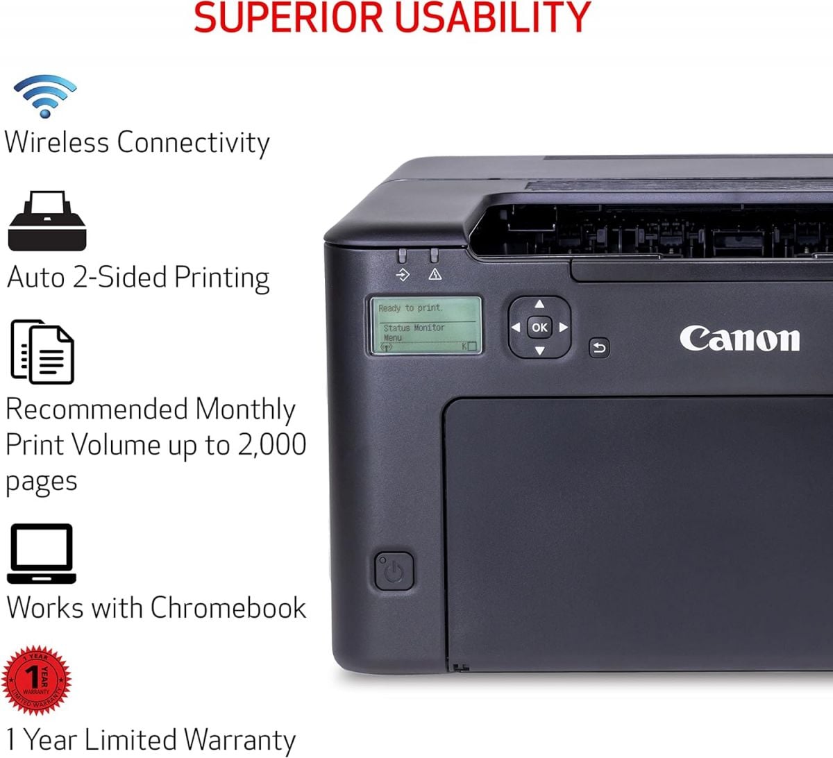 Canon Wireless Monochrome Laser Printer LBP122dw for High-Speed Printing