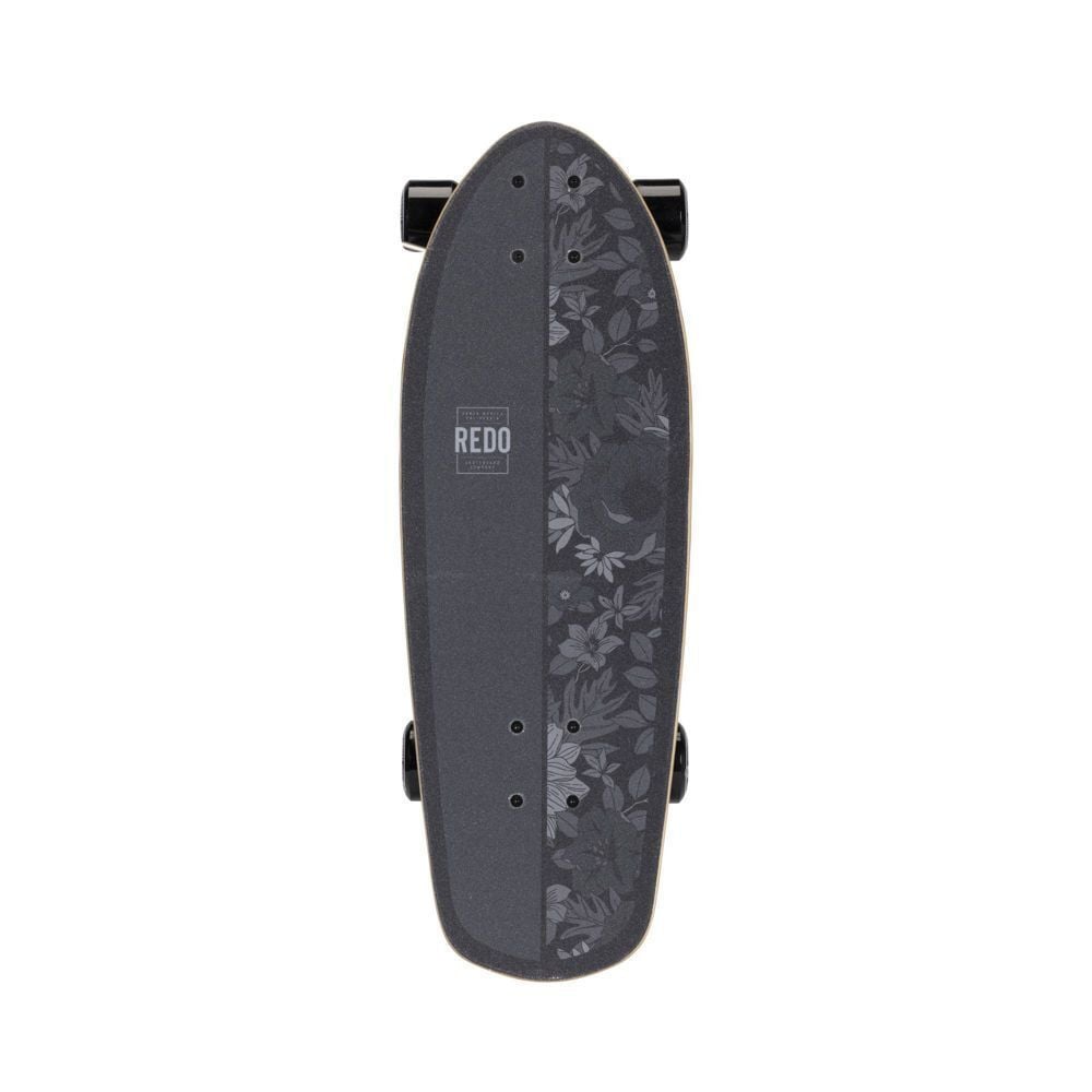 ReDo Skateboard Co. 24" Black Floral Cruiser Skateboard 4 Wheels