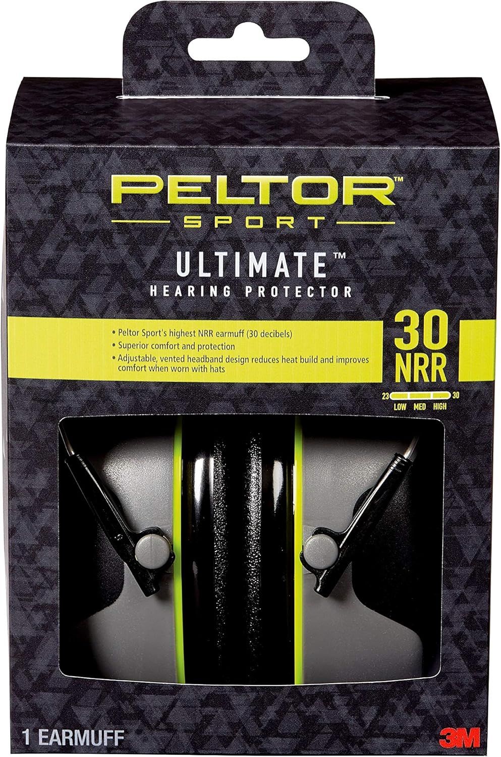 Peltor Sport Earmuffs 30 dB Noise Reduction Comfortable Lightweight Design for Extended Wear Black and Grey