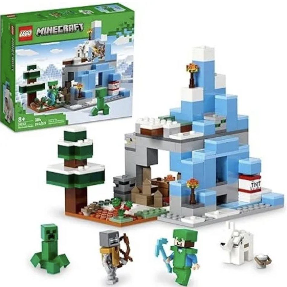 Lego Minecraft The Frozen Peaks 21243, Cave Mountain Set with Steve, Creeper, Goat Figures & Accessories, Icy Biome Toy for Kids Age 8 Plus Years Old