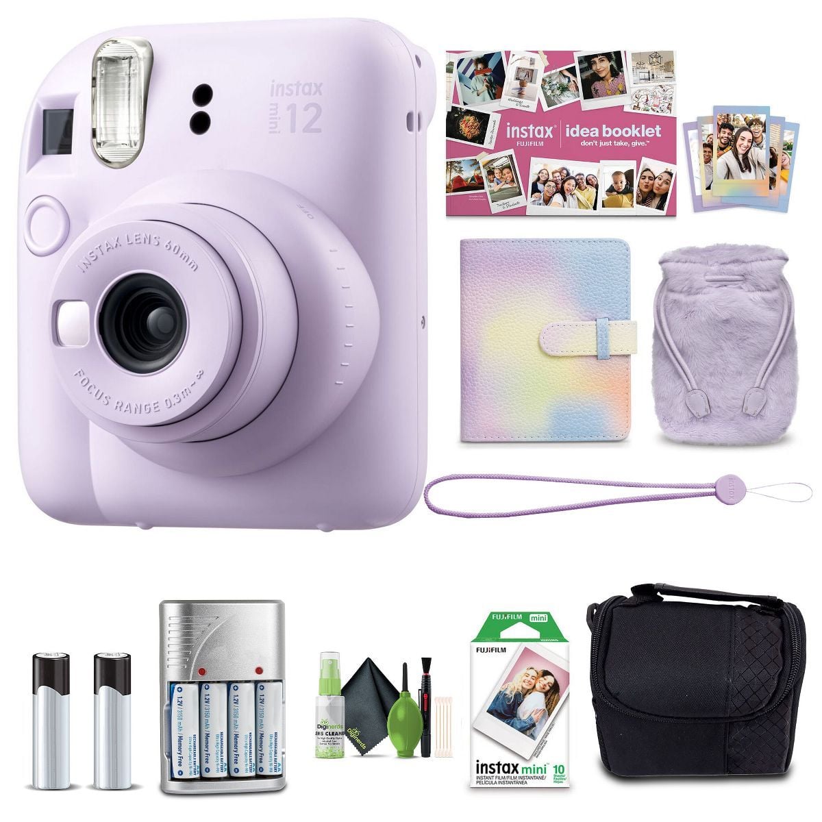 Fujifilm INSTAX MINI 12 Purple Holiday Instant Camera Bundle with 20 Film Sheets