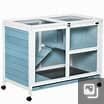 PawHut Rabbit Fir Wood Hutch with a Living Room for Sleeping and Run, Blue