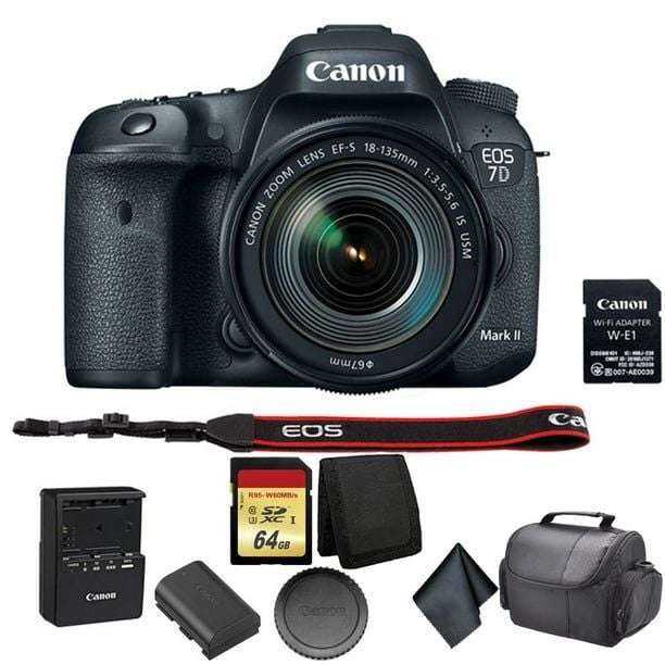Canon EOS 7D Mark II DSLR Camera Bundle with 18-135mm Lens Wi-Fi Adapter 64GB Card and Case