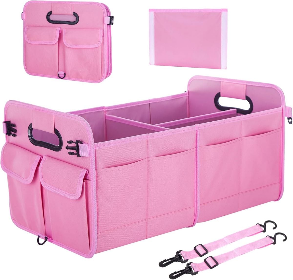 titiyiof Pink Collapsible Car Trunk Organizer 75L Multi-Compartment Storage for All Cars Durable Waterproof