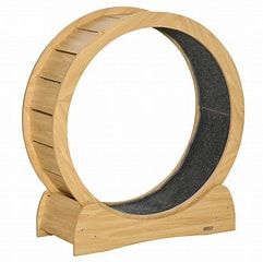 PawHut Cat Exercise Wheel with Natural Wood Grain
