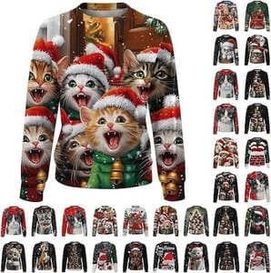 Generic Christmas Sweatshirts Women Sports Pullover Long Sleeve Crewneck Top