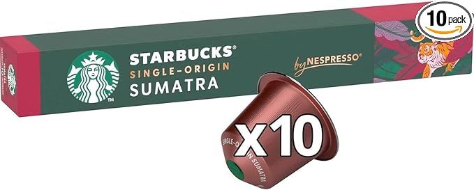 Starbucks Single-origin Coffee Sumatra by Nespresso Dark Roast, 10 Capsules