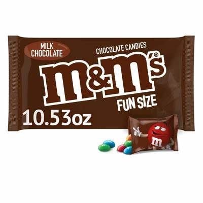 M&M's Delicious and Tasty Milk Chocolate Fun Size Candy Bag, 10.53 oz Bulk