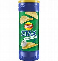 Lay's Stax Sour Cream and Onion Flavored Crispy and Crunchy Potato Chips, 5.5 oz Canister