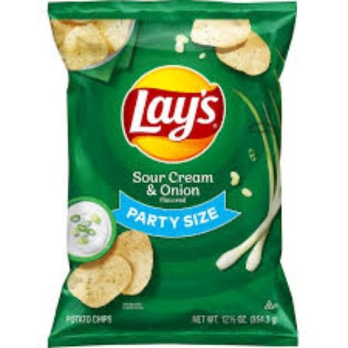 Lay's Sour Cream and Onion Flavored Potato Snack Chips, Party Size, 12.5 oz Bag