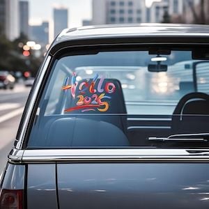 Edotim Hello 2025 Car Vinyl Stickers Waterproof New Year Decorations 2 Pack