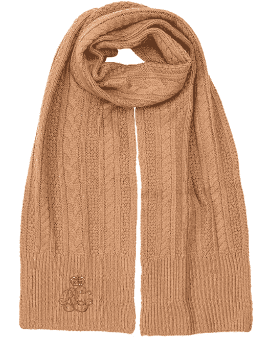 Ralph Lauren Cable Scarf with Direct Embroidery and Stones