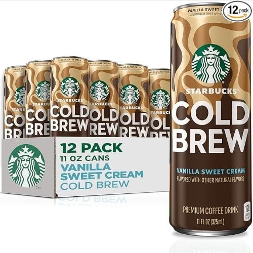 Starbucks Cold Brew, Vanilla Sweet Cream, Flavored with Other Natural Flavors, Premium Coffee Drink, 11 fl oz Cans (12 Pack)