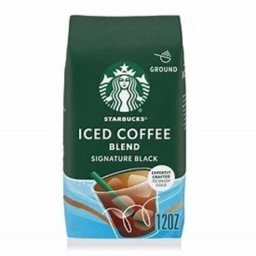 Starbucks Ground Iced Coffee Blend Signature Black, Expertly Crafted to Enjoy Cold, 12 OZ