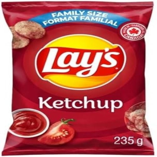 Lay's Ketchup, Potato Chips, 235g, Family Size Format Familial, Imported from Canada