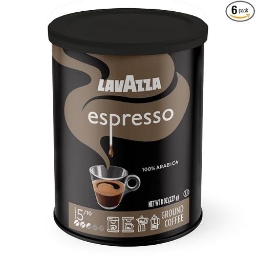 Lavazza Espresso Ground Coffee Blend, Medium Roast, 100% Arabica, 8 oz, Pack of 6