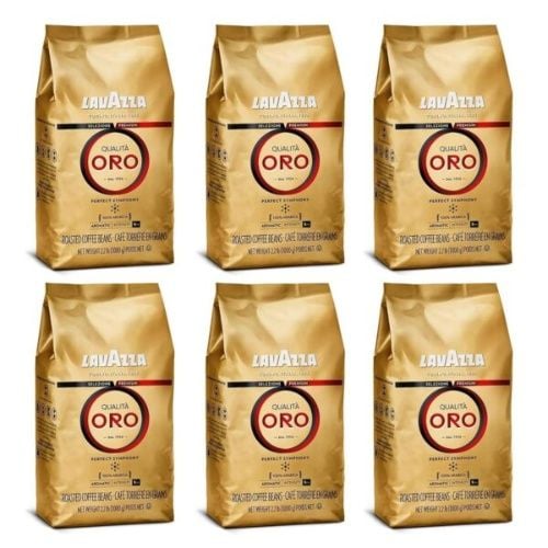 Lavazza Qualità Oro Whole Bean Coffee Blend, Medium Roast, Value Pack, 2.2 Pound Bag (Pack of 6)