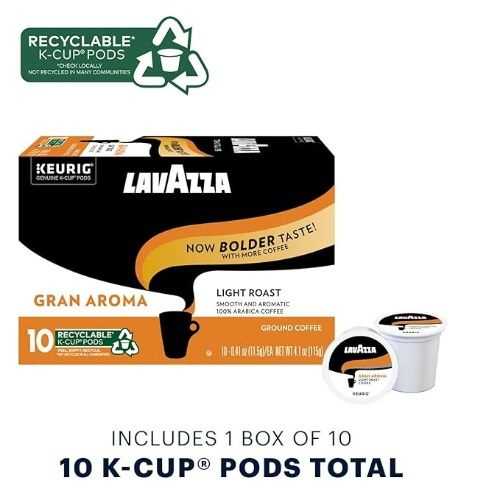 Lavazza Gran Aroma Light Roast Ground Coffee Pods 10 Ount