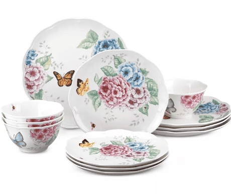 Lenox Butterfly Meadow Hydrangea Dinnerware Set 12pc, Service for 4