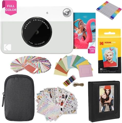 KODAK Printomatic Instant Camera with 5MP and Zink 2x3" Paper Case Stickers Markers and Album