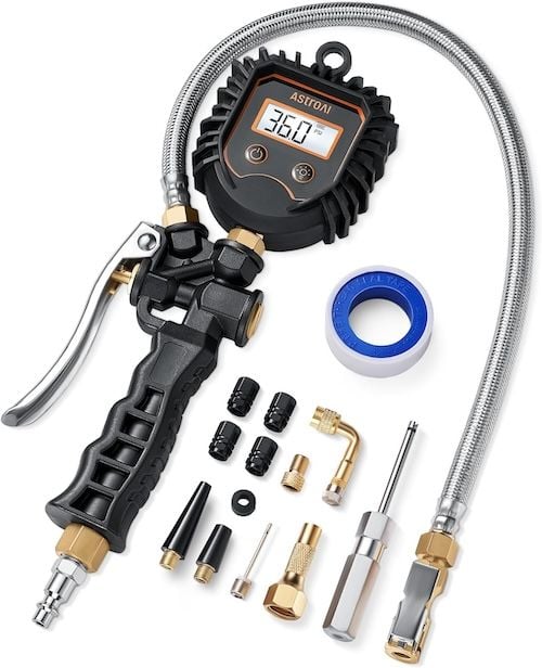 AstroAI Heavy Duty 250PSI Digital Tire Pressure Gauge with Stainless Hose and Quick Connect