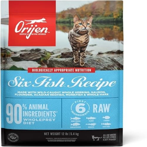 Orijen Six Fish Dry Cat Food, Grain Free with WholePrey Ingredients, 12 lb