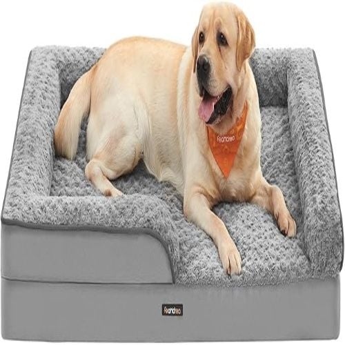 Feandrea Orthopaedic Waterproof Dog Sofa Bed with Removable Washable Cover, 36 x 27 x 6.5 Inches, Dove Gray