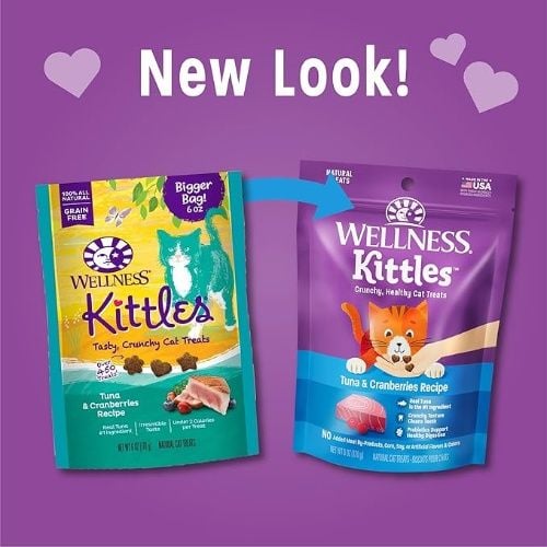 Wellness Kittles Crunchy Natural Grain Free Cat Treats, Tuna and Cranberries Recipe, All Life Stages, 6 oz