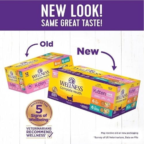 Wellness Complete Health Pate Kitten Wet Cat Food, Natural, Protein-Rich, Grain Free, 3 Ounce, 12 Pack
